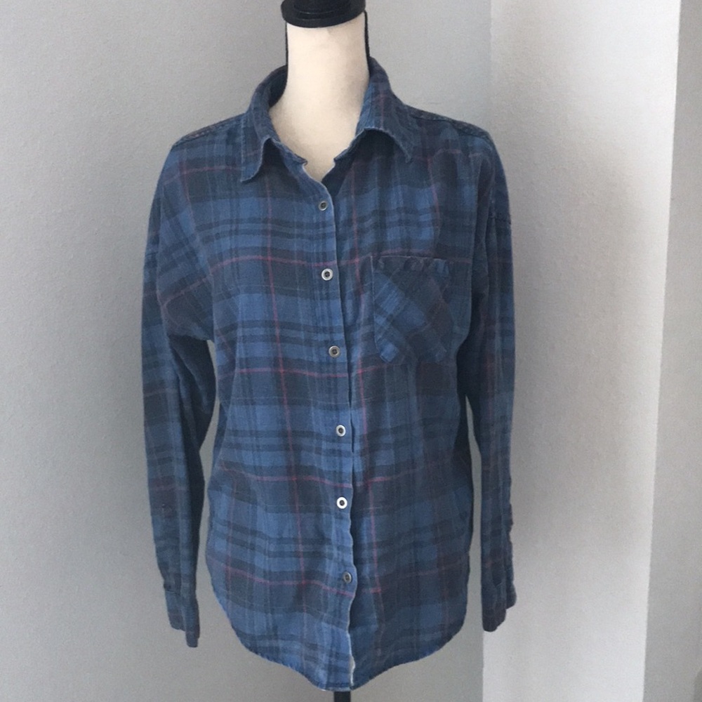 โค๏ธ3X20 BRANDY MELVILLE Women Buttons Down Plaid Flannel Shirt | OS